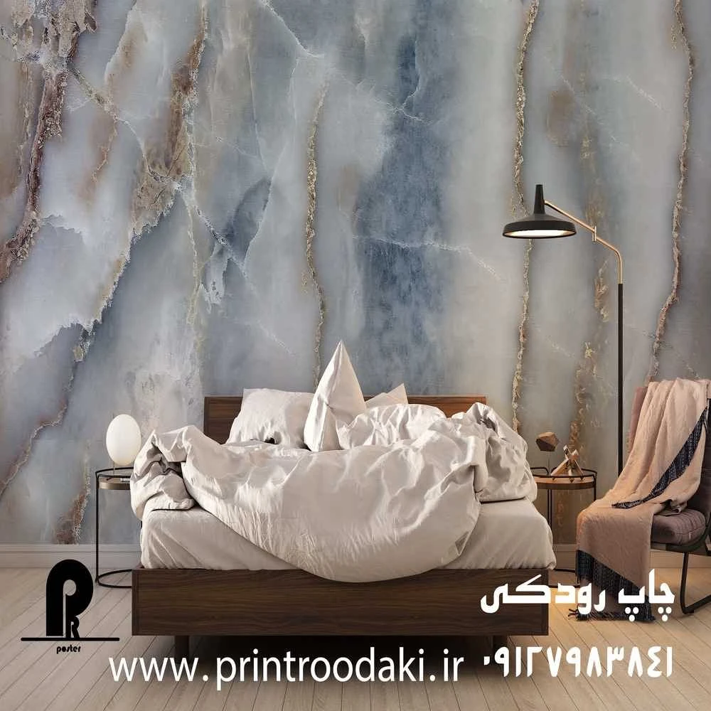 پوستر دیواری سنگ ماربل ابی رگه دار