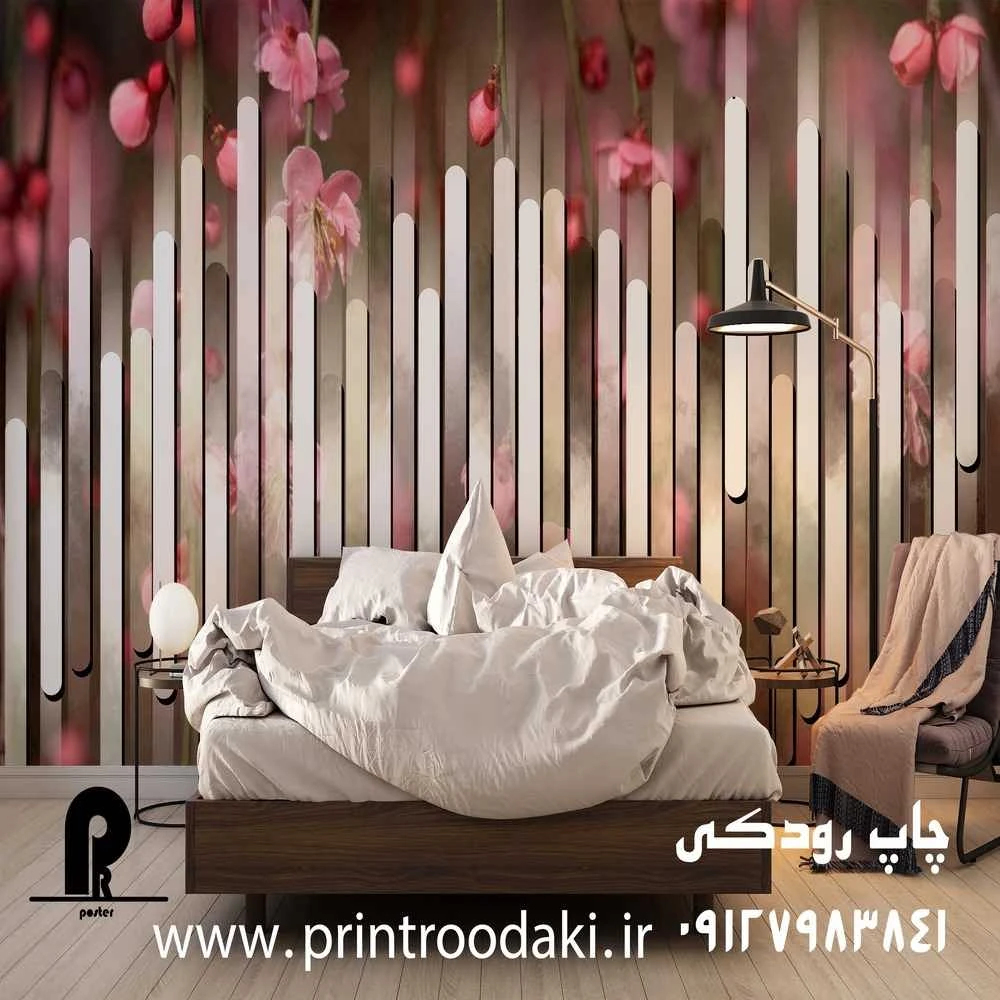 پوستر دیواری سه بعدی اتاق خواب گل رز
