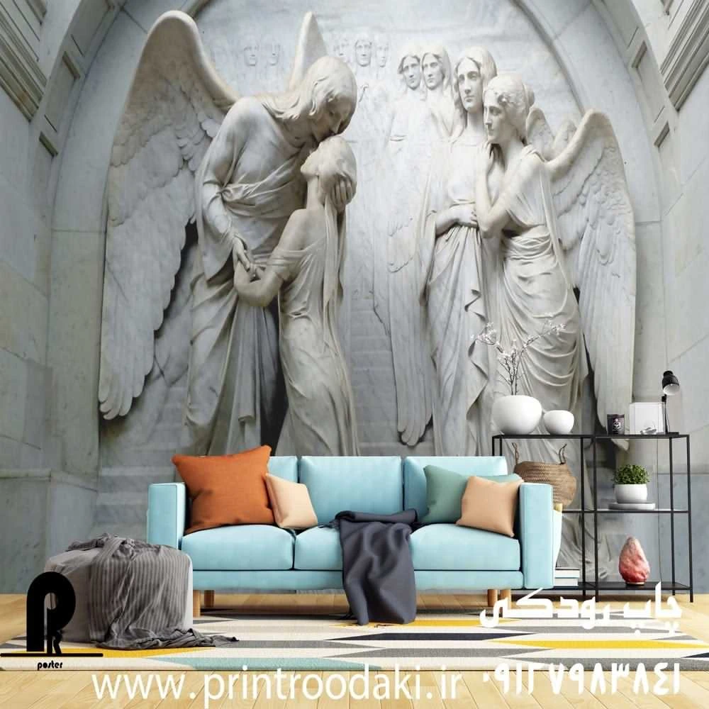 پوستر دیواری مجسمه فرشته بالدار