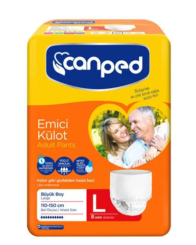 پوشک بزرگسال جان پد Canped شورتی سایز لارج L بزرگ بسته 8 عددی