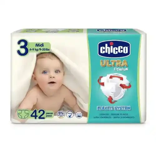 پوشک بچه ایتالیایی چیکو الترا Fun & Fit Ultra Chicco سایز ۳ – بسته 42 عددی