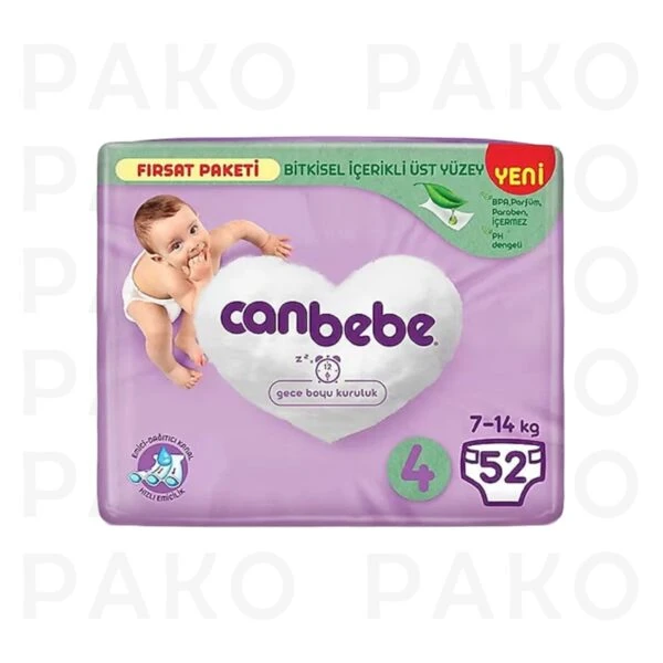 پوشک بچه جان به به سايز 4 بسته 52 عددي canbebe