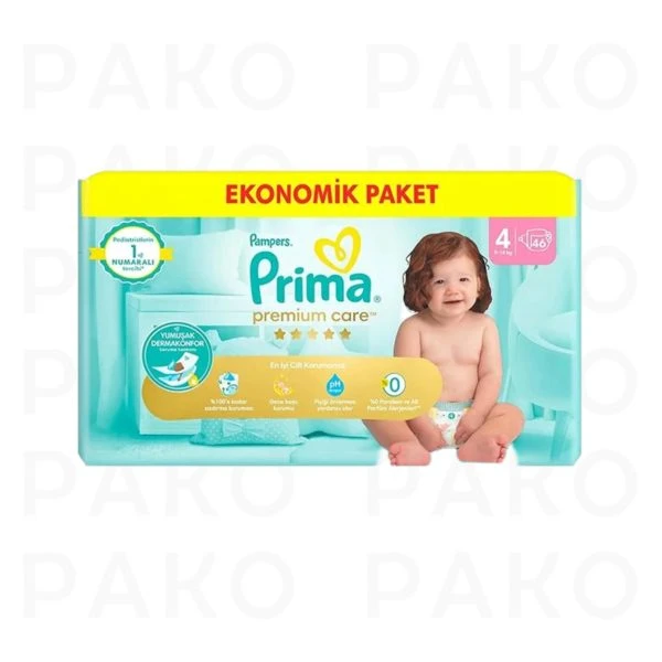 پوشک بچه پریما سایز 4 مدل premium care بسته 46 عددی