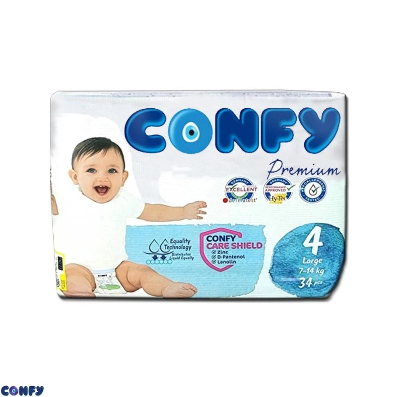 پوشک نوزاد کانفی 34 عددی سایز 4 مدل پریمیوم confy
