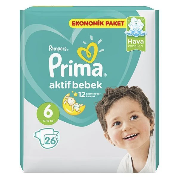 پوشک پریما پمپرز ترک سایز 6 طرح جدید pampers prima