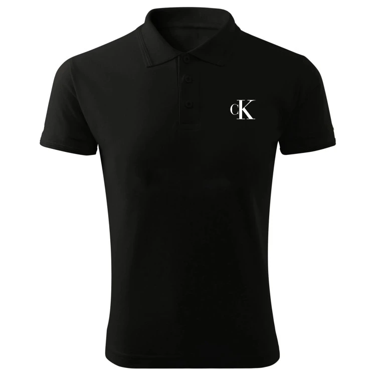 پولوشرت آستین کوتاه مردانه مشکی طرح CK مدل D5565 جنس جودون سایز L XL 2XL