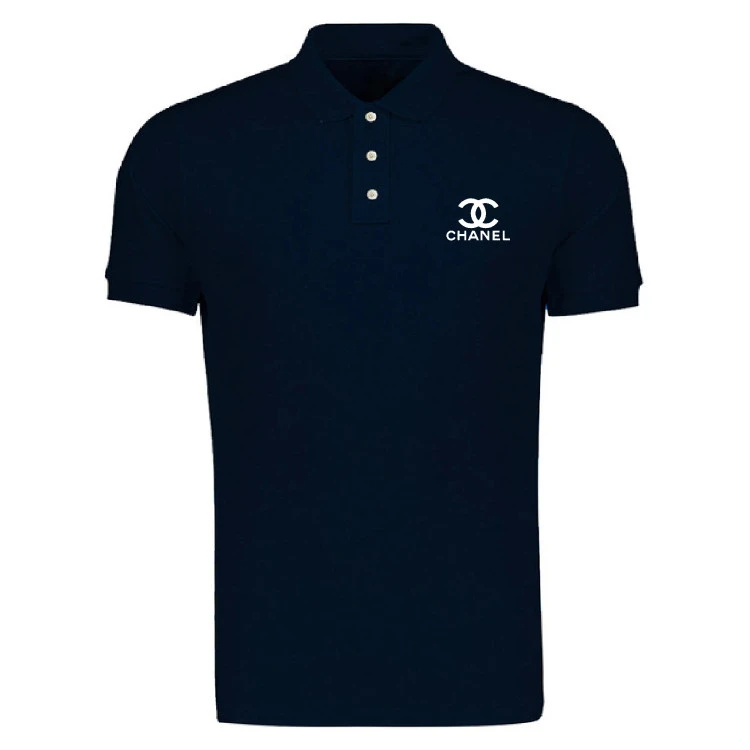 پولوشرت آستین کوتاه مردانه مشکی طرح Chanel مدل K9797 جنس جودون اعلا سایز L XL 2XL