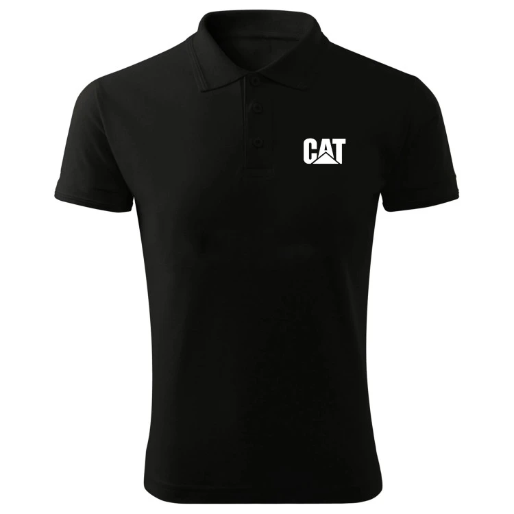 پولوشرت مردانه آستین کوتاه طرح Cat مدل D464Z مشکی جودون سایز L XL 2XL