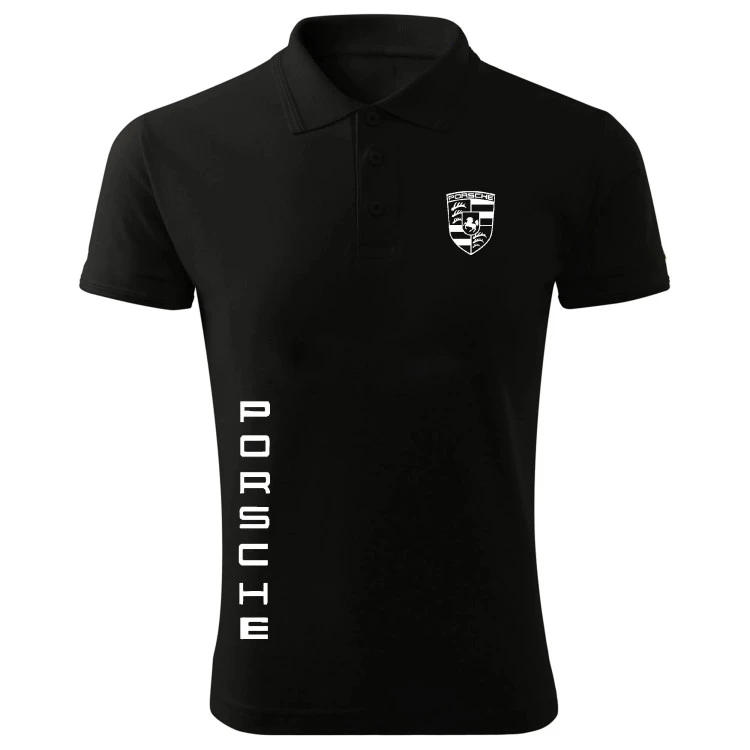 پولوشرت مردانه آستین کوتاه طرح POR مدل Z6855 مشکی جودون سایز L XL 2XL