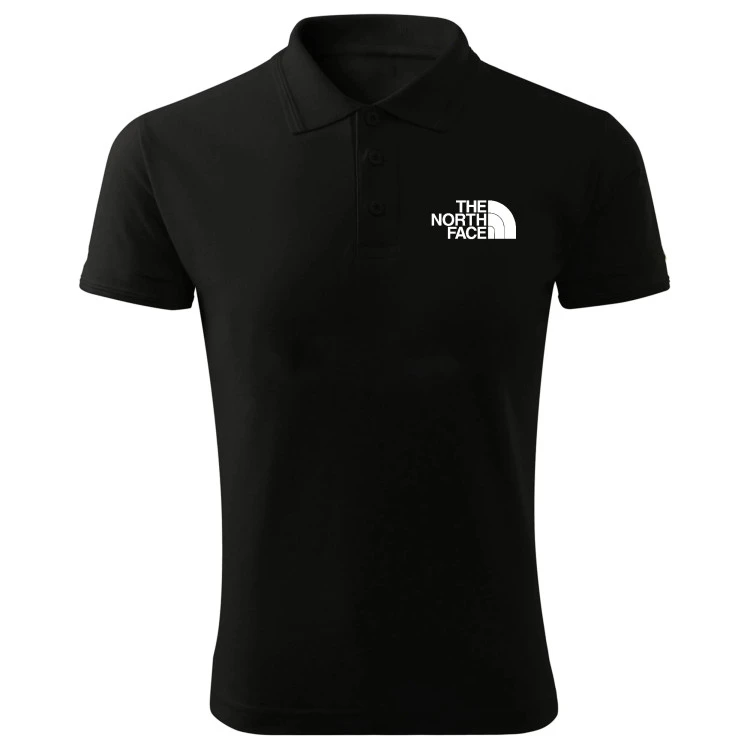 پولوشرت مردانه مشکی آستین کوتاه یقه دکمه دار طرح The North Face