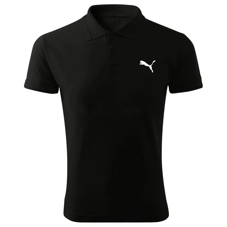 پولوشرت مردانه مشکی طرح پوما آستین کوتاه جنس جودون سایز L XL 2XL