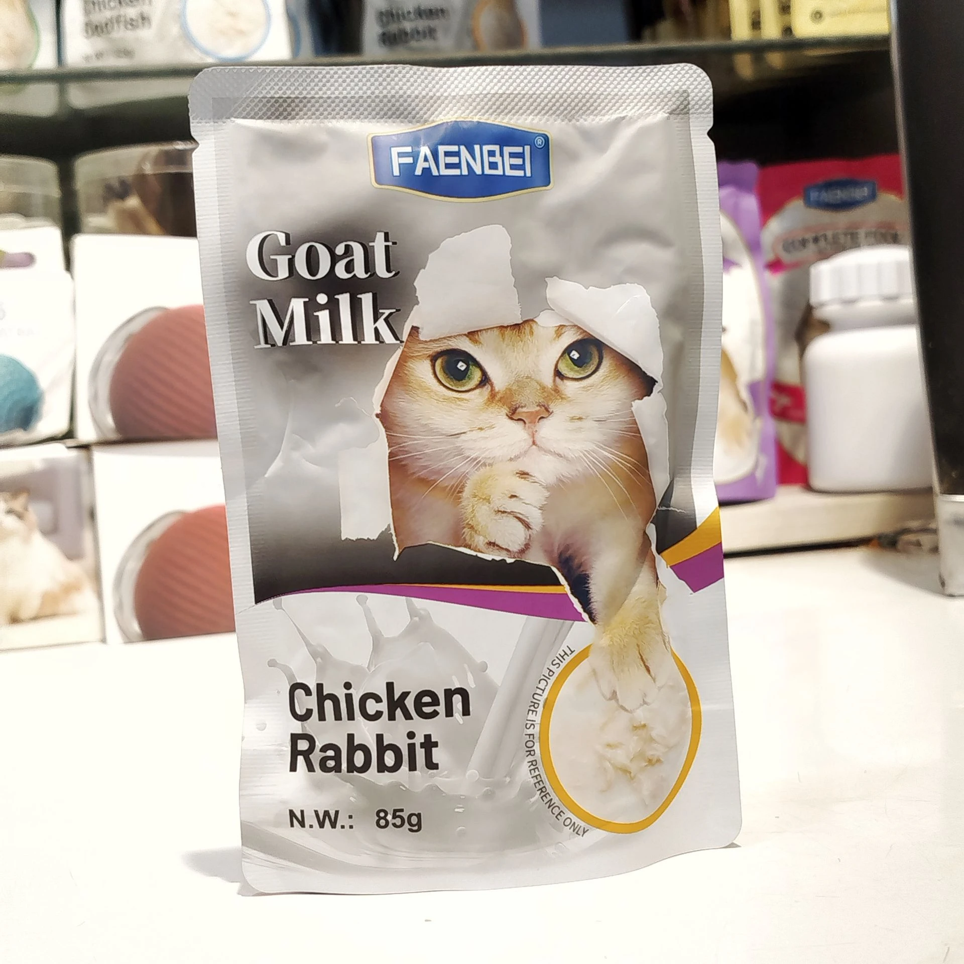 پوچ گربه فنبی Goat Milk طعم مرغ و خرگوش در شیر بز 85 گرمی