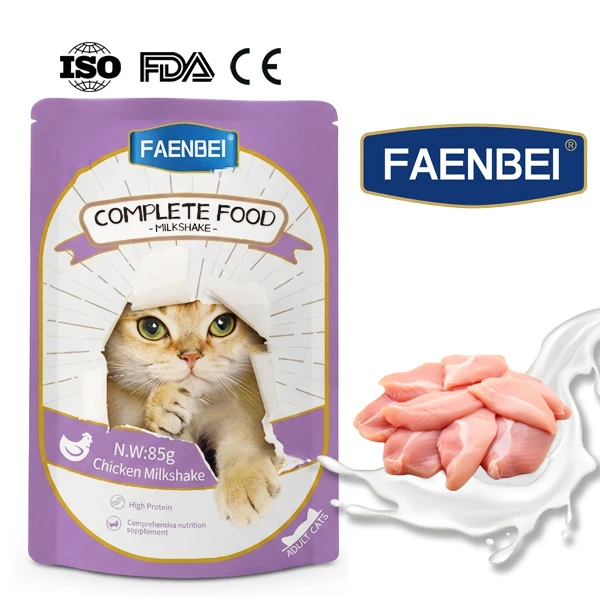 پوچ گربه فنبی مدل میلک‌شیک با طعم مرغ Faenbei Cat Milkshake With Chicken وزن 85 گرم
