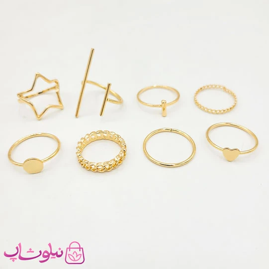 پک انگشتر دخترانه ستاره و قلب 8 عددی