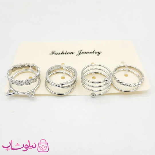 پک انگشتر زنانه 7 عددی نقره ای