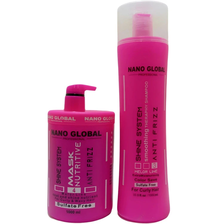 پک شامپو و ماسک داخل حمام موهای فر 1000ml نانو گلوبال Nano Global