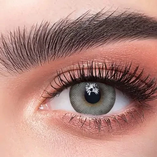 پک لنز دهب خاکی Khaki رنگ سبز طوسی همراه محلول شستشوی لنز دهب حجم 120 میلی لیتر