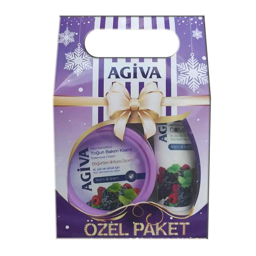 پک کادویی کرم مرطوب کننده آگیوا Agiva Böğürtlenli حاوی عصاره بلوبری 300 میل + 75 میل