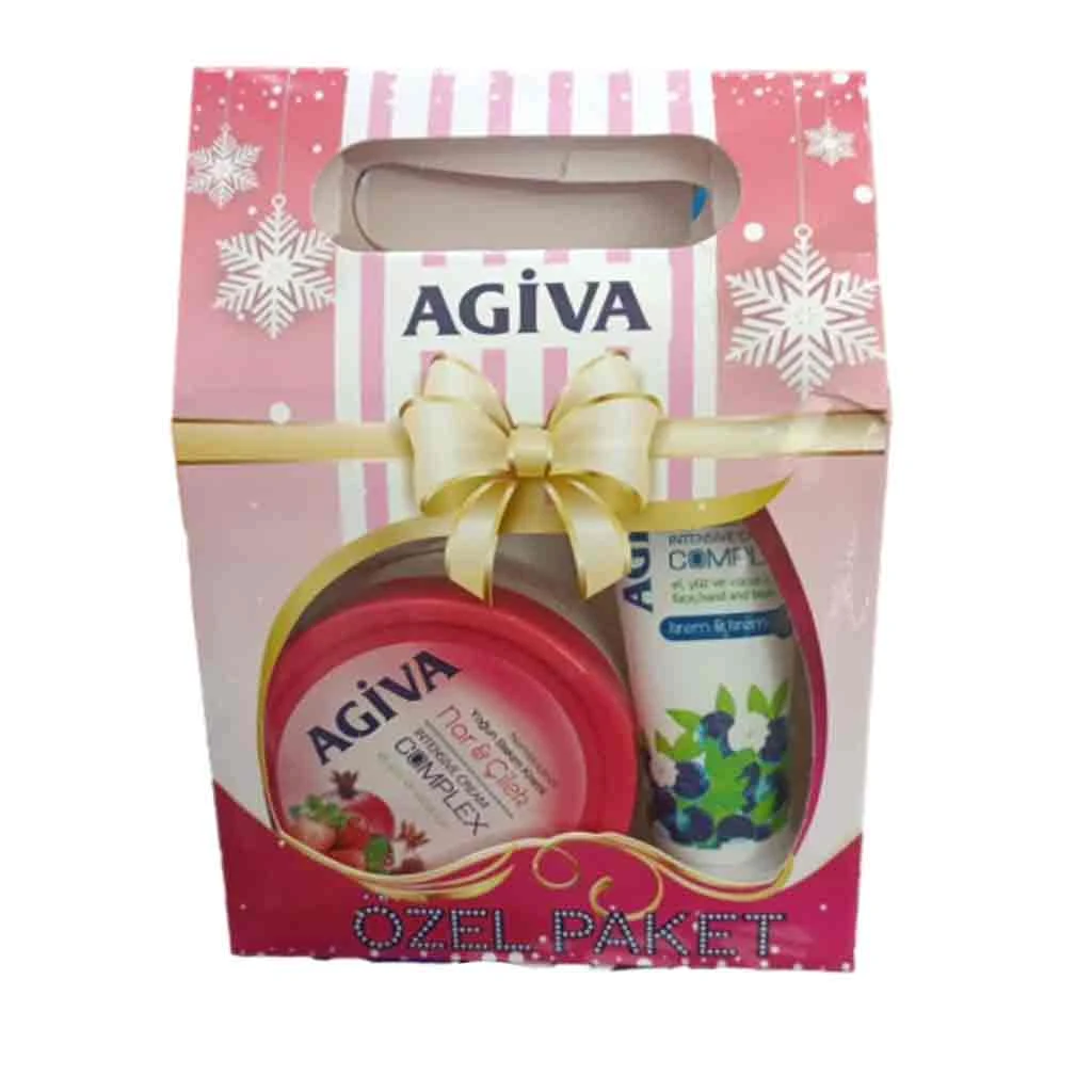 پک کادویی کرم مرطوب کننده آگیوا Agiva Nar & Çilek حاوی عصاره انار و توت فرنگی 300 میل + 75 میل