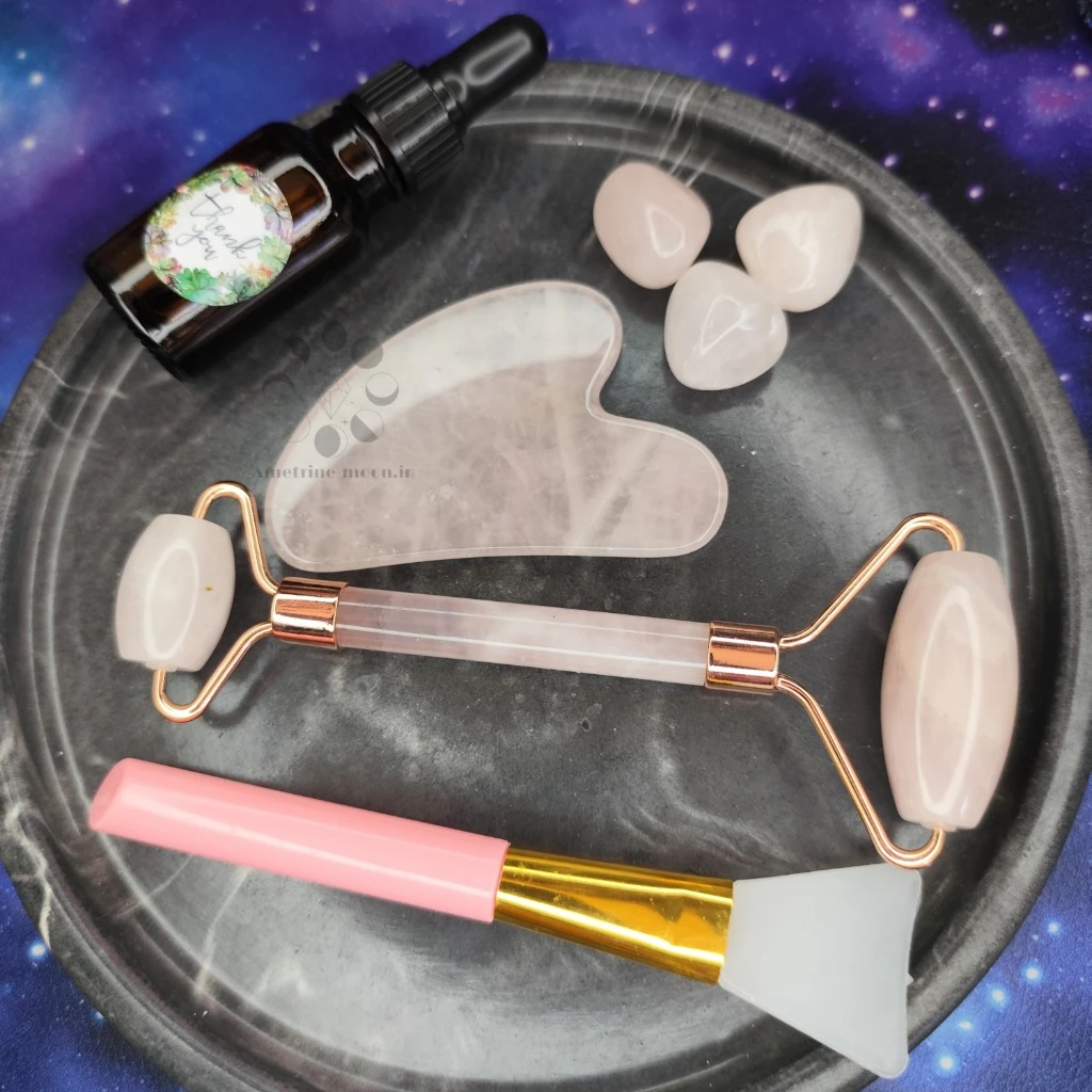 پک گواشا رولر رز کوارتز طبیعی همراه روغن گواشا و هدیه