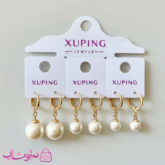 پک گوشواره سه تایی ژوپینگ مدل مروارید آویز کد 8991