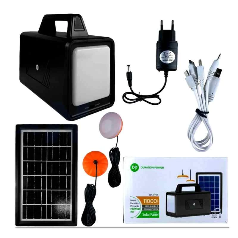 پکیج خورشیدی قابل حمل DP-7711 قوی روشنایی و شارژر
