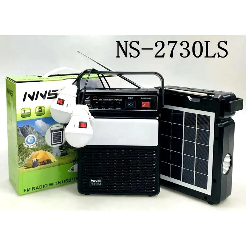 پکیج خورشیدی مدل NS-2730LS دو لامپ رادیو و موزیک و شارژ