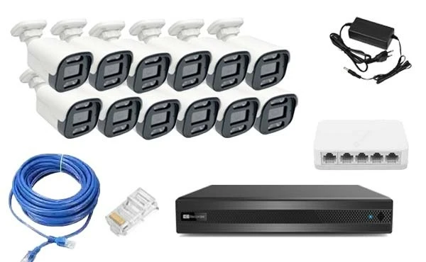 پکیج دوربین مداربسته IP پلاک خوان 12 عددی پنج مگاپیکسل