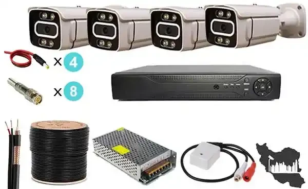 پکیج دوربین مداربسته چهار عددی AHD اسمارت دید در شب رنگی میکروفون دار