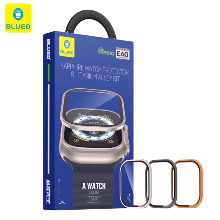 پکیج گلس،محافظ صفحه یاقوت و گارد اپل واچ BLUEO بلو SAPPHIRE Package Ring & Guard Around Apple Watch Ultra