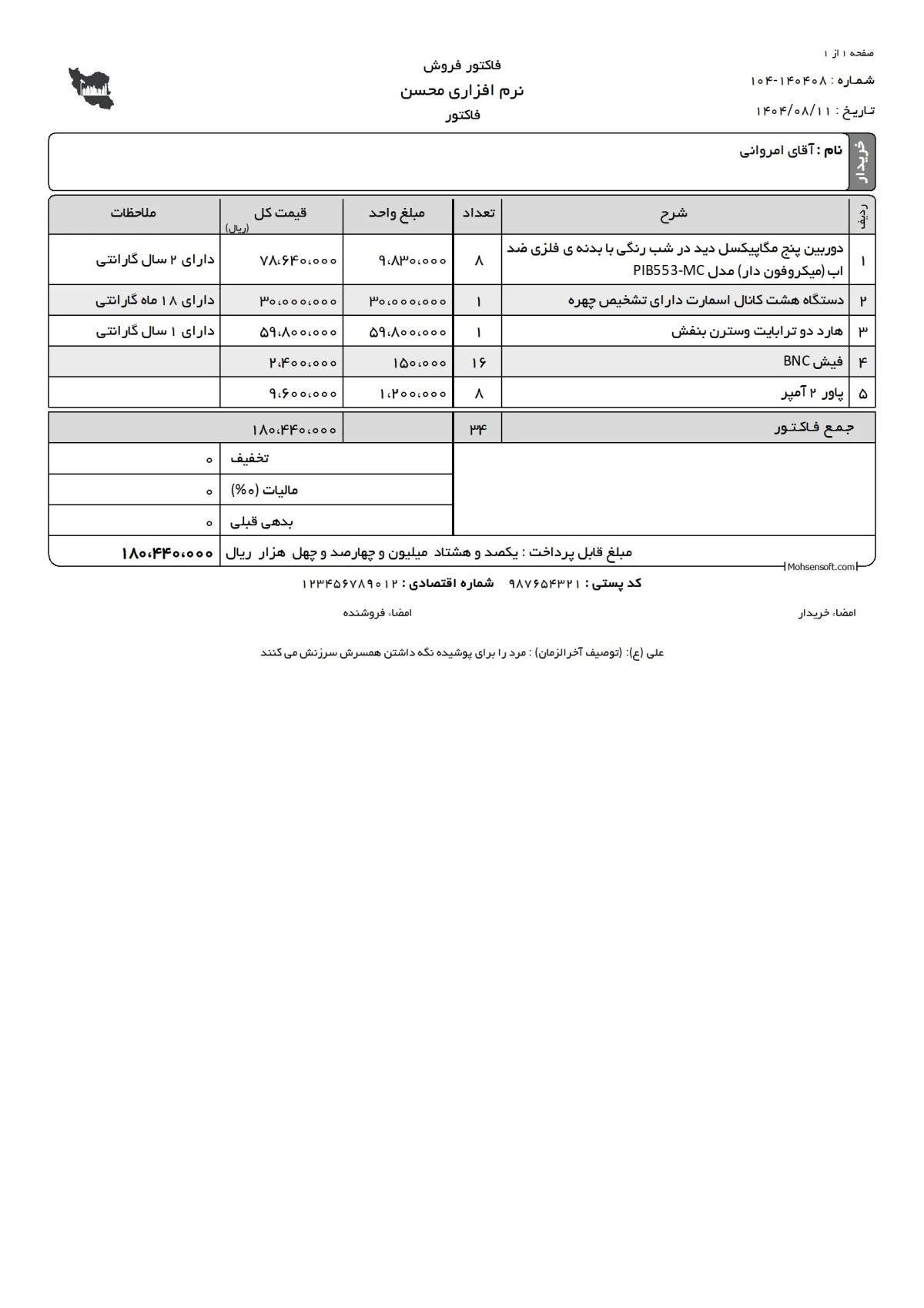 پکیج ۸ دوربینه سفارشی سازی شده