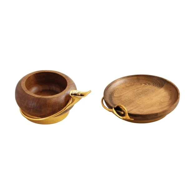 پیاله و پيش دستی چوبی مدل اركيده کد G-057058