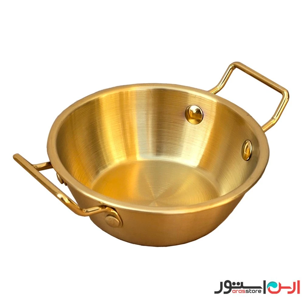 پیاله گرد دسته دار 12.5*4.5 سانتی طلایی استیل