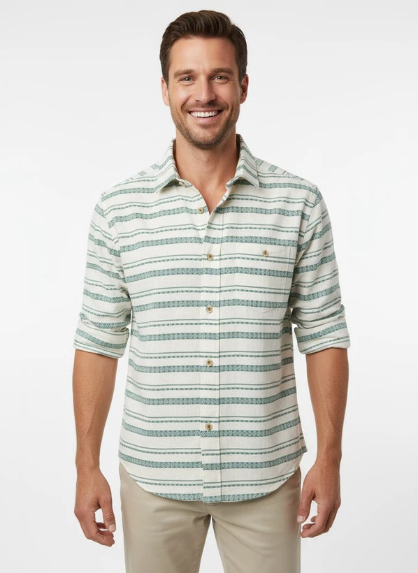 پیراهن آستین بلند چاپی مردانه (M تا 3XL)