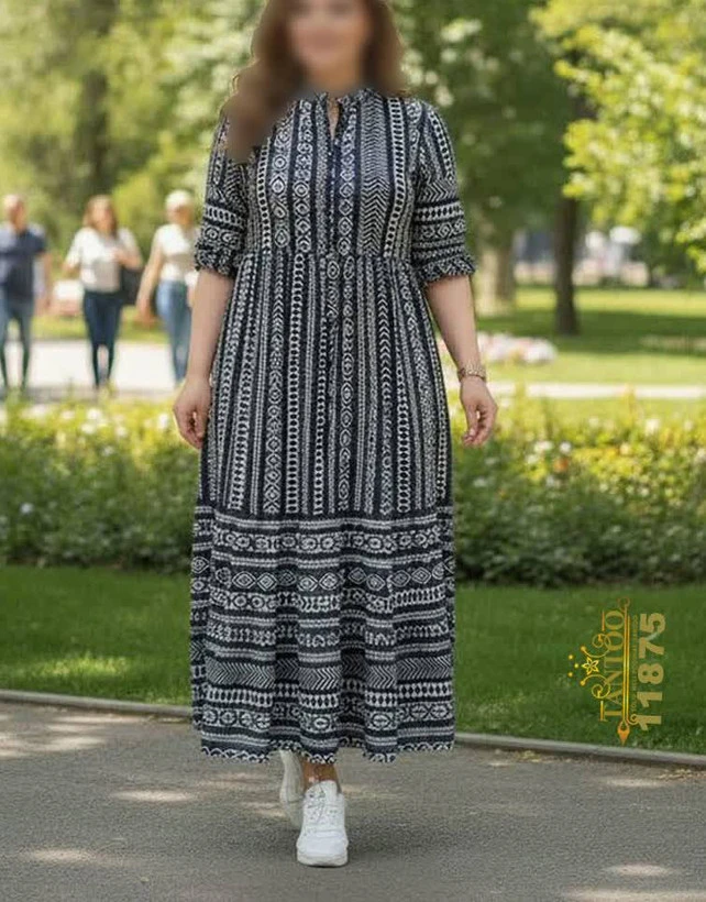 پیراهن بلند سایز بزرگ.سایزبندی از۵۰تا۶۰طبق چارت تصویر