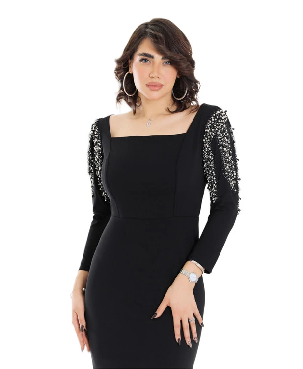 پیراهن زنانه/ ماکسی مجلسی مرسده/کرپ ترک ونگین مروارید/سایز38تا48