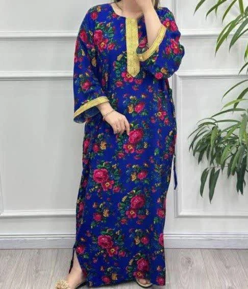 پیراهن ساحلی نخی ساحلی بلند گلدار نخی