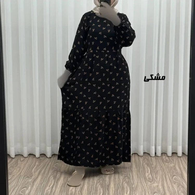 پیراهن ساحلی نخی گلدار زنانه و دخترانه فری سایز مناسب تا 44 با کمربند