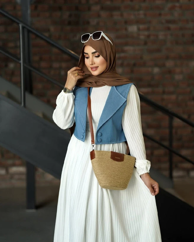 پیراهن سفید کت جین 89834