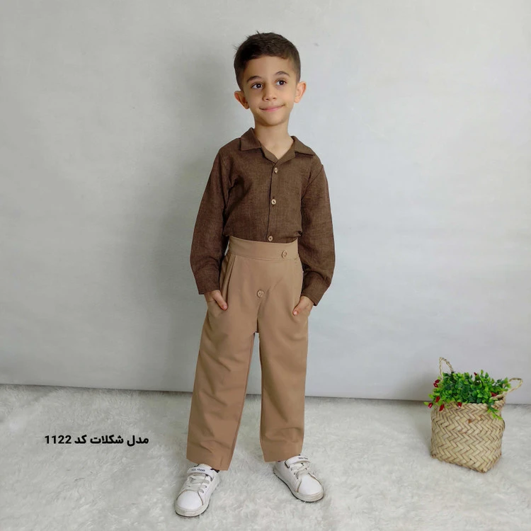 پیراهن شلوار بچگانه پسرانه مدل شکلات کد 1122