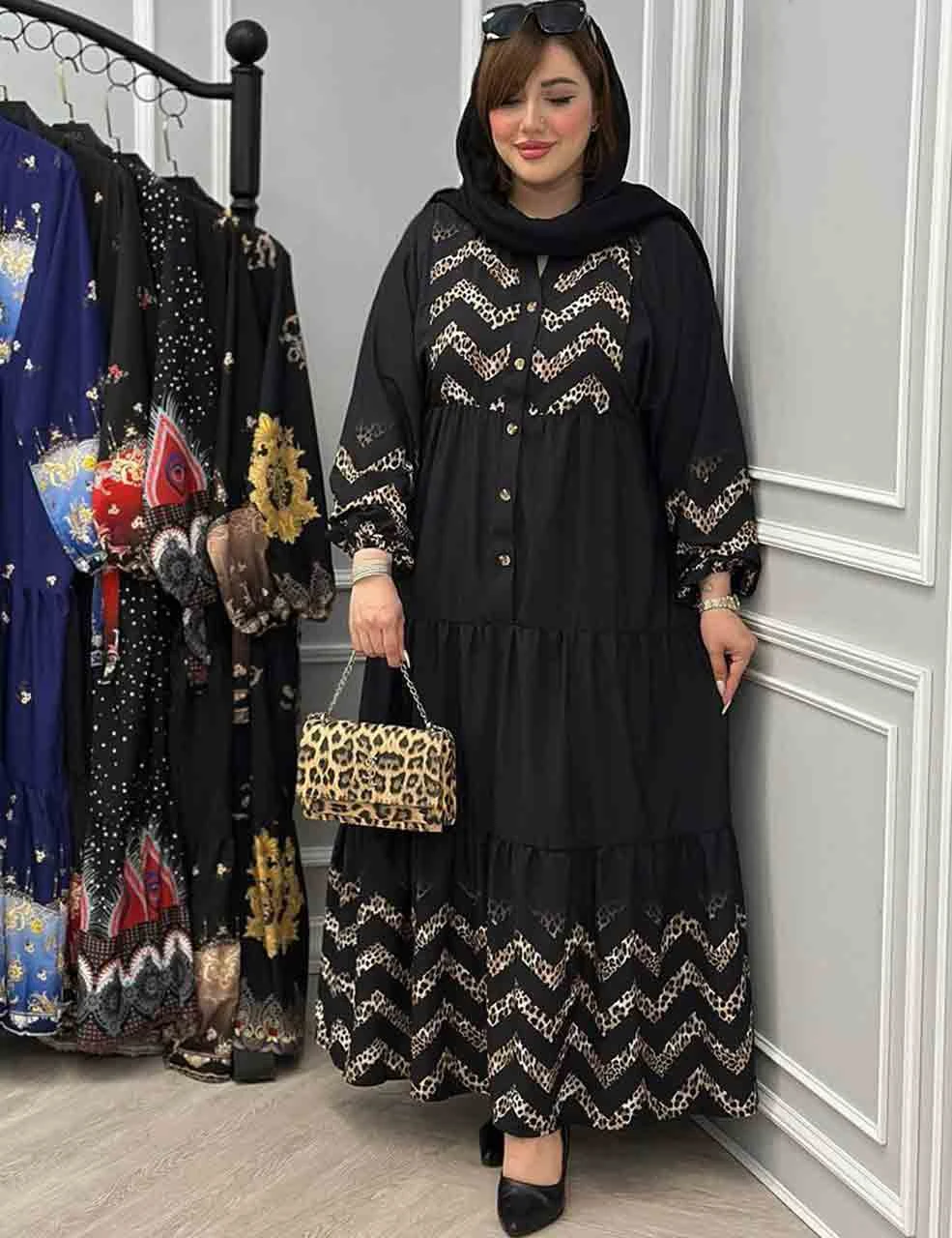 پیراهن ماکسی ساحلی زنانه مدل مهسان پلنگی_شیکان‌کده