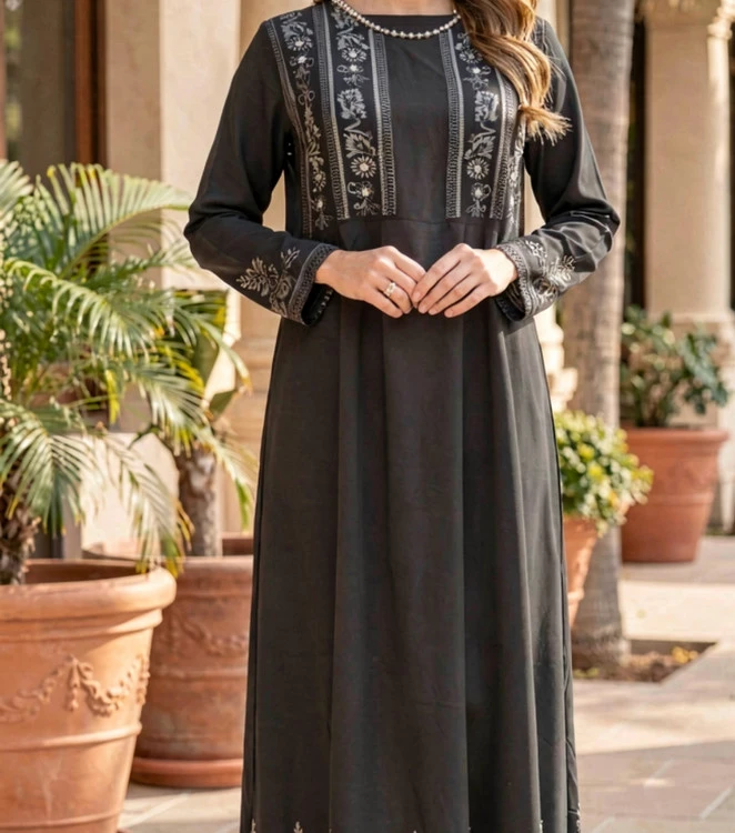 پیراهن ماکسی نخی طرحدار سنتی