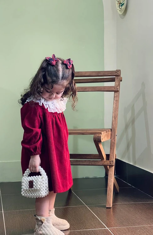 پیراهن مخمل دخترانه مزونی