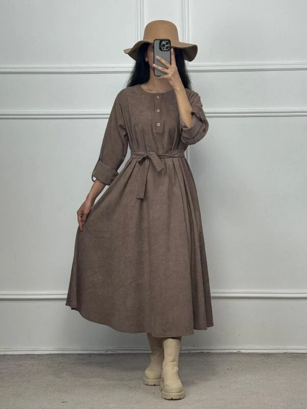 پیراهن مخمل کبریتی لاریس 👗