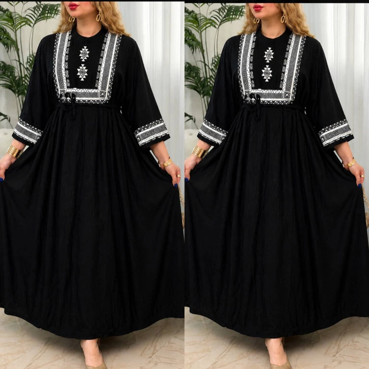 پیراهن مشکی نخی فریبا.فری سایز۳۸تا۴۶ طبق توضیحات