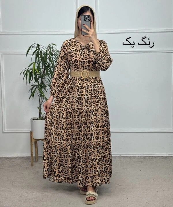 پیراهن نخی پلنگی دو