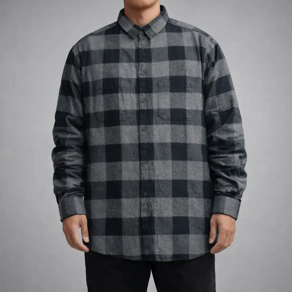 پیراهن پشمی چهارخانه مردانه استوک اورجینال-H&M | سایز XL | استوک مارکباز