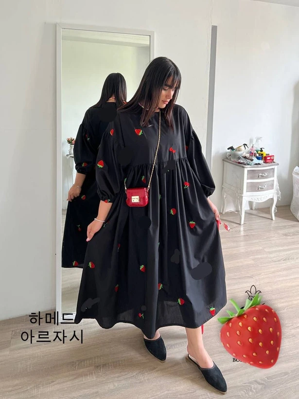 پیراهن چیندار توت فرنگی 7832