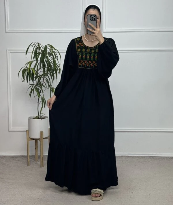 پیراهن گلدوزی قواره دار مشکی