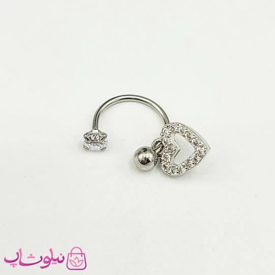 پیرسینگ اسمایل مدل قلب توخالی نقره ای کد 691